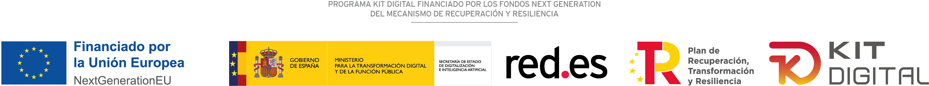 Programa Kit Digital - Finançat per la Unió Europea, Govern d'Espanya, Red.es, Pla de Recuperació i Kit Digital
