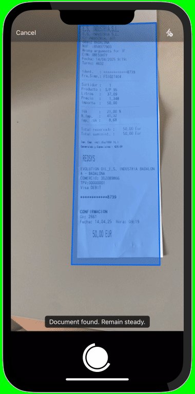 Captura de un ticket de gasto con la app móvil de Captio